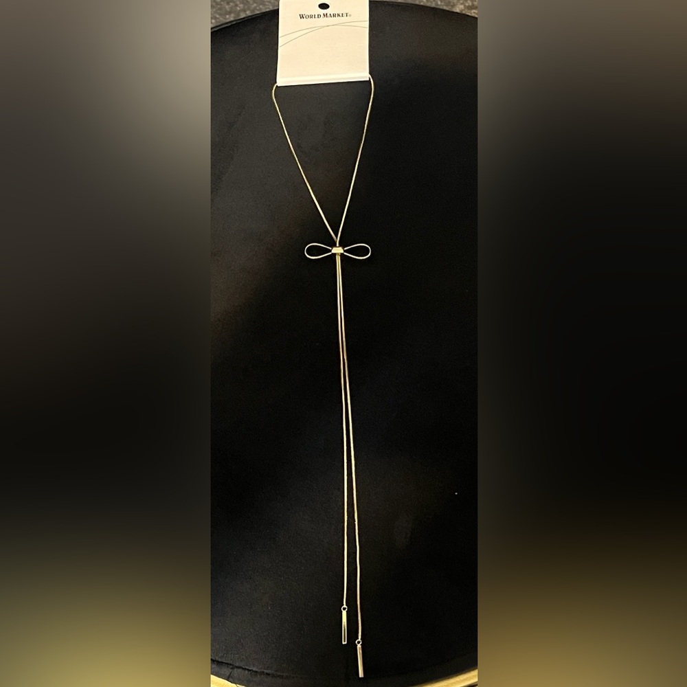 World Market adjustable Gold Bow Necklace